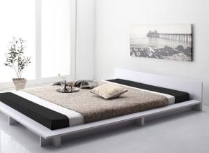 シンプルモダンデザインフロアローステージベッド スタンダードボンネルコイルマットレス付き セミダブル 組立設置付