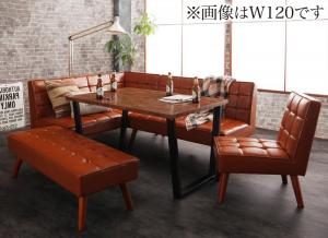 ダイニングセット（テーブル&ソファ チェア ベンチ） 古木風 ヴィンテージ アメリカンスタイル リビングダイニング 6人 5点セット(テーブル+ソファ1脚+アームソファ1脚+チェア1脚+ベンチ1脚) 左アーム W150 組立設置付