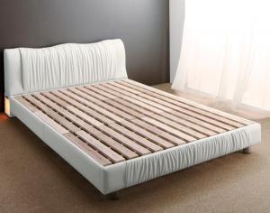 ライト・コンセント付きモダンデザインベッド ベッドフレームのみ セミダブル