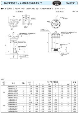 荏原製作所 BMSP 100BMSP637 ステンレス製水中渦巻ポンプ（60Hz西日本エリア）