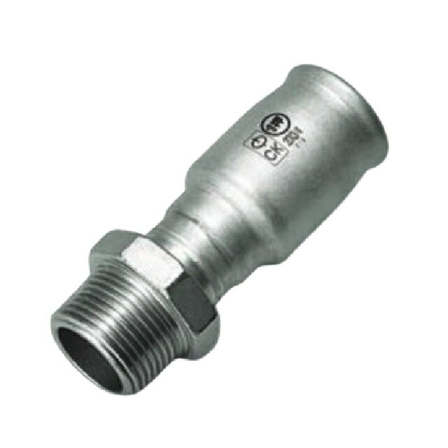 【CK金属】1押継手 20×1/2 オスアダプター MS 薄肉管 SU管 いちおし ワンタッチ アバカス モルコ ステンレス 一押し #ov