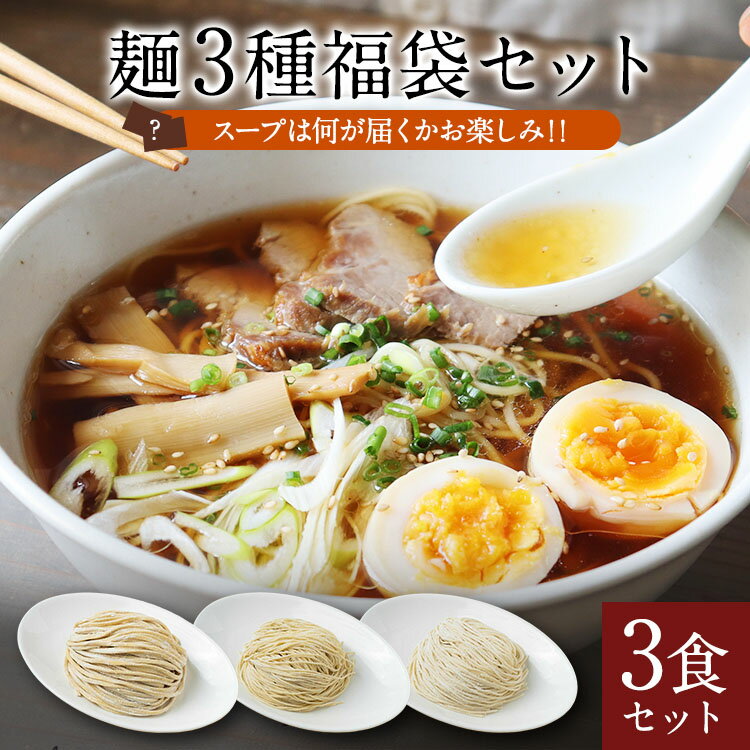 【3食セット】 麺3種福袋セット スープ 太麺 中華麺 豚骨麺 生麺 全粒粉 麺活 ラーメン 冷凍可能 お取り寄せ 取り寄せ スープおまかせ 神戸 製麺所 送料無料 【土日祝も発送】