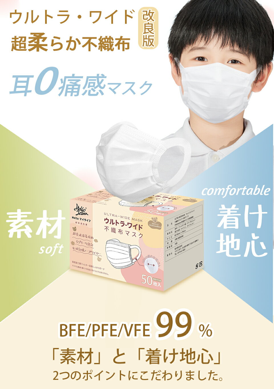 ＼Ω式＆息しやすい／夏用 子供用マスク 不織布 マスク 小さめ 子供 個包装 500枚(50枚×10箱) 使い捨てマスク 小さめ 女性用 小学生 白 子どもマスク キッズ 幼児 幼稚園 広耳幅 耳痛くならない ふわふわ 3層構造 ウイルス pm2.5 飛沫防止 花粉対策 防じん 抗菌通気超快適