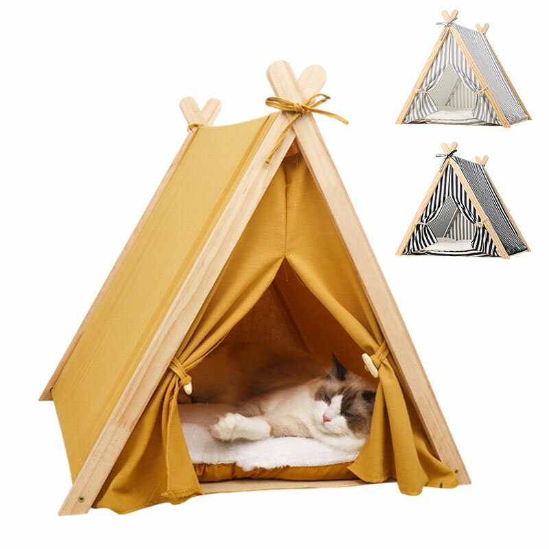 ペット ハウス ベッド テント 犬ベッド 猫ベッド 犬小屋 猫小屋 クッション付き 四季通用 可愛い ふわふわ 通気性いい 組み立て簡単 洗濯可能 クーラーの風...