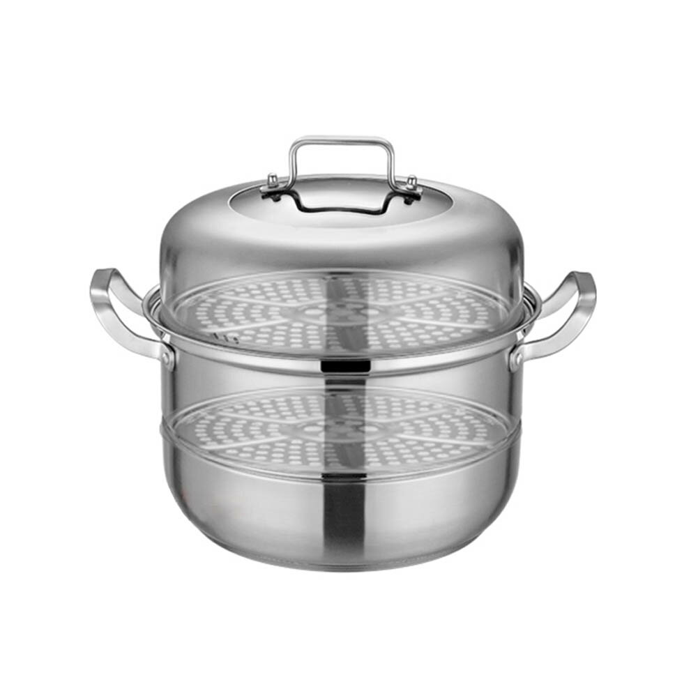 蒸し器 二段32CM蒸しごよみ IH対応 ガス火対応 蒸し鍋 両手鍋 2段蒸し器 ガラス蓋付き ステンレス鍋 せいろ 蒸籠 調理鍋 オール熱源対応