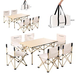 テーブルチェアセット折り畳み テーブル・チェアセット アウトドアテーブル アルミ ベンチセット 椅子 背もたれ付き 軽量 組立簡単 持ち運び便利 ピクニック キャンプ用 収納バッグ付 5点セット 7点セット