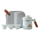 茶器セット 旅行茶具 ティーセット 旅行用 携帯式 茶道 ティーポット 耐熱 急須 湯呑 中国風 茶皿 陶器 収納バッグ付き 紅茶ポット ウーロン茶 工夫茶 お...