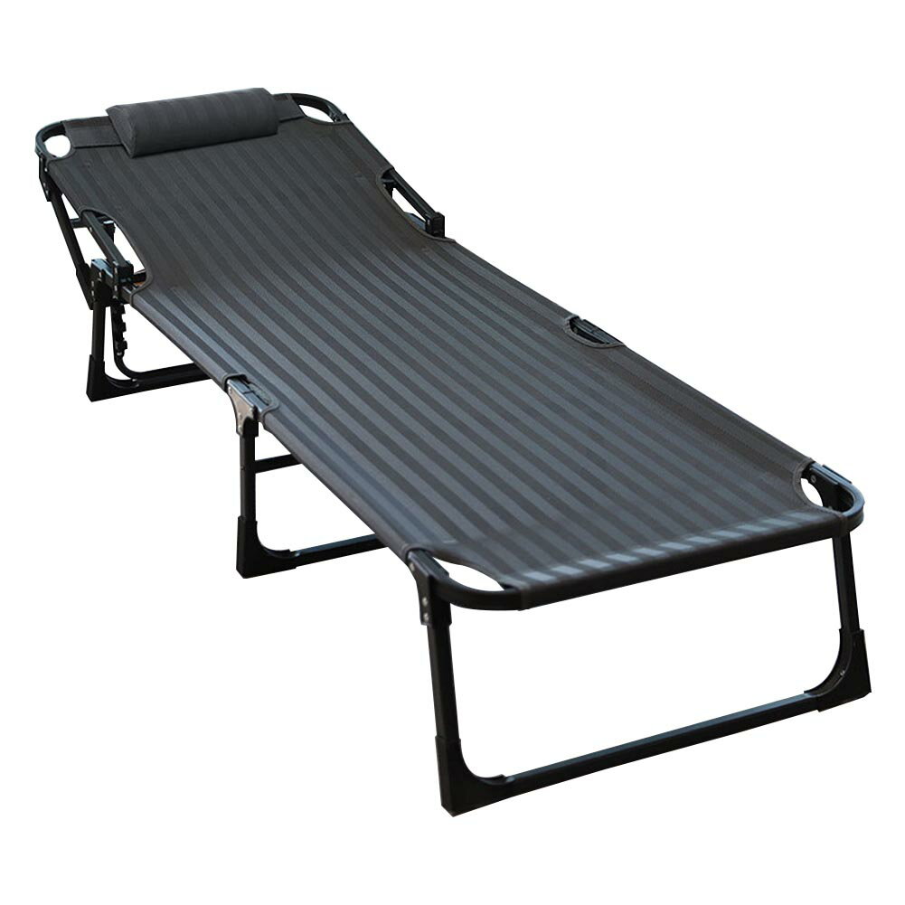 折りたたみベッド 簡易ベッド キャンピングベッド レジャーベッド アウトドアチェア 組み立て簡単 5段階調整 室内 アウトドア用 仮眠/残業/防災用 枕付き 耐荷重250KG