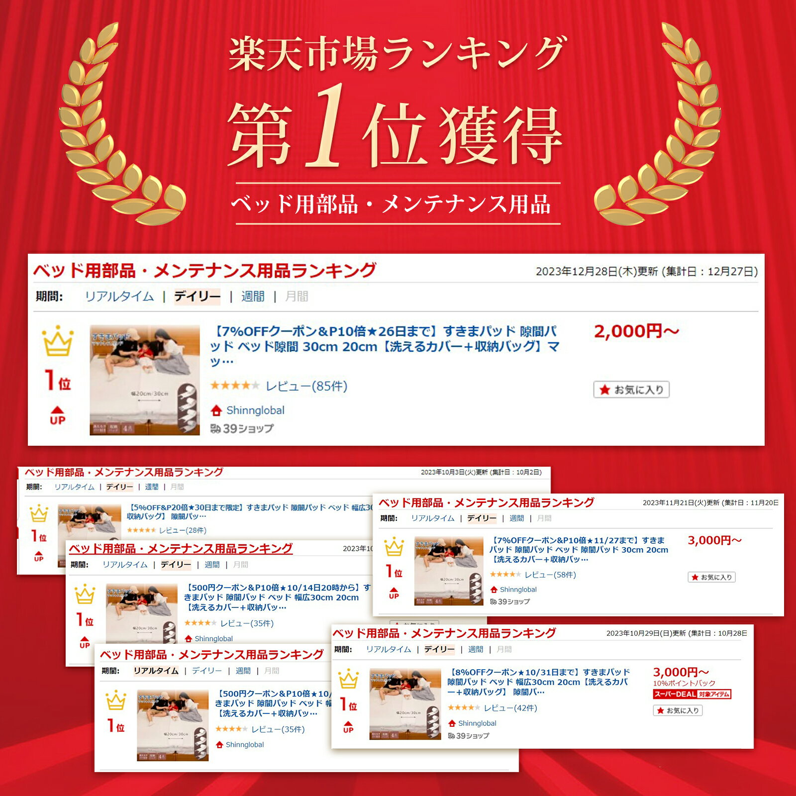 【10%OFFクーポン&P5倍★16日まで】すきまパッド 隙間パッド ベッド隙間 30cm 20cm【洗えるえるカバー＋収納バッグ】マットレスバンド 高反発 マットレス 連結 すきまパットバンド 固定 段差解消 ベッドスペーサー すき防止 マットレスベルト ベッド隙間対策