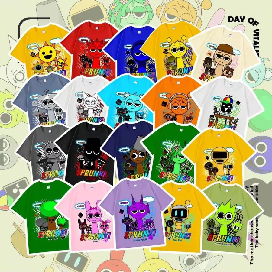 スプランキー sprunki 子供服 半袖Tシャツ 通気性 肌着 柔らかい 100%綿 丸首 男の子 女の子 子ども服 ..