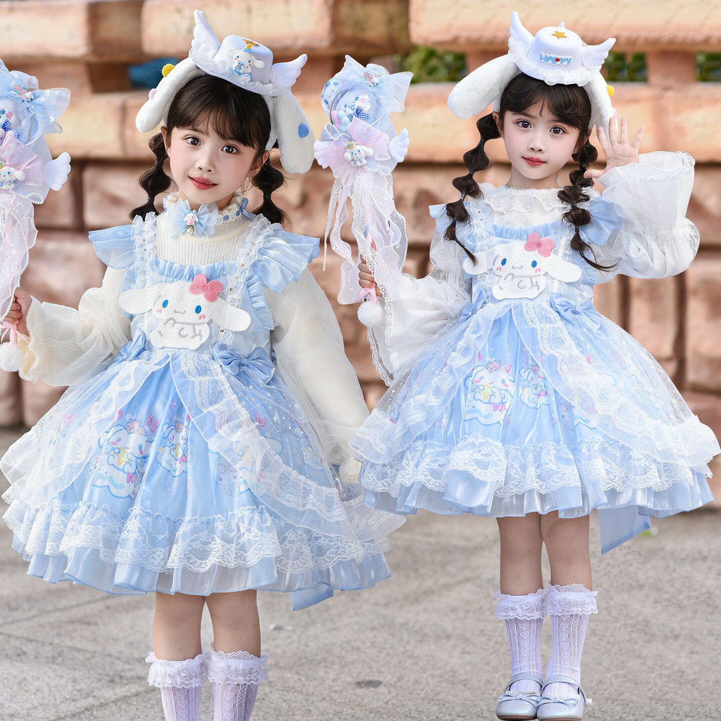女の子用 ロリータワンピース 秋冬新作 子供服 誕生日ドレス シナモロール ふんわりチュールスカート おしゃれ プリンセスドレス キッズ フォーマル ワンピース 発表会 パーティー ドレス