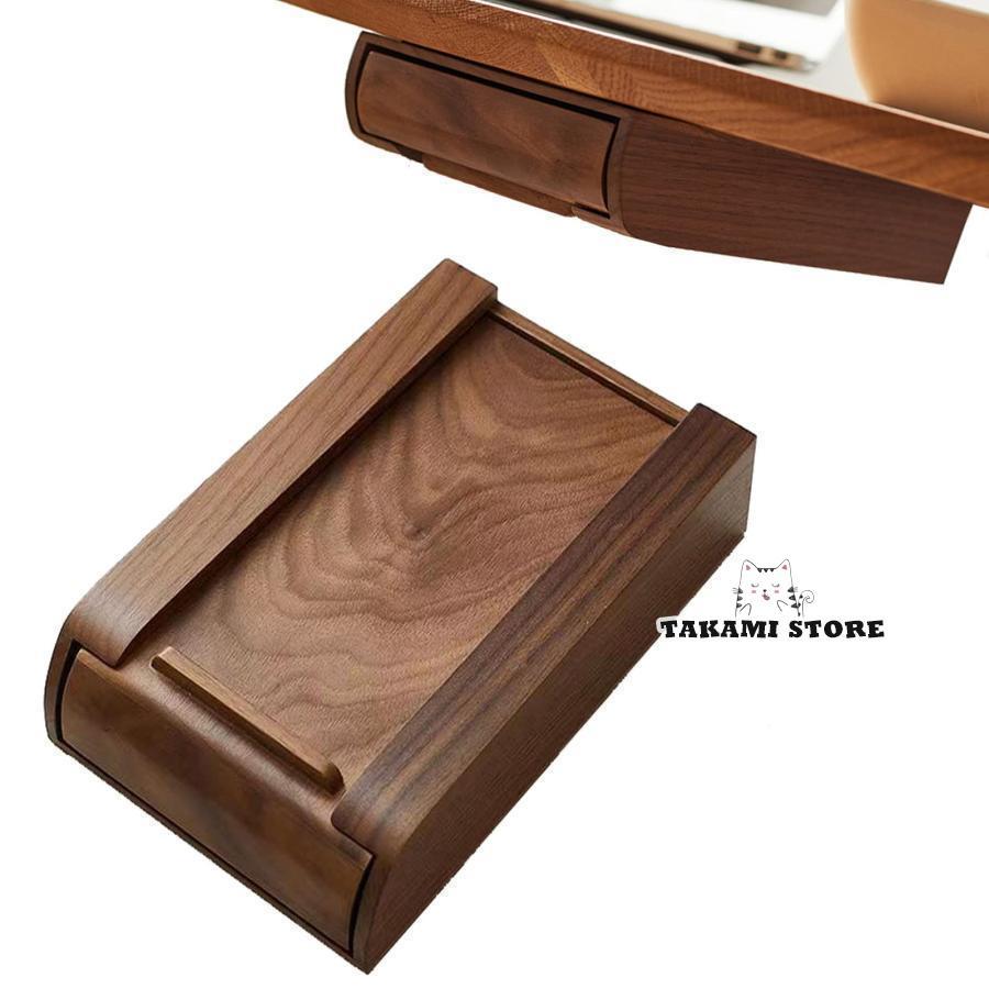 デスク下収納ボックス 引き出し収納 木製 ウォールナット 小物収納 収納 整理整頓 デスク下引き出し 後..