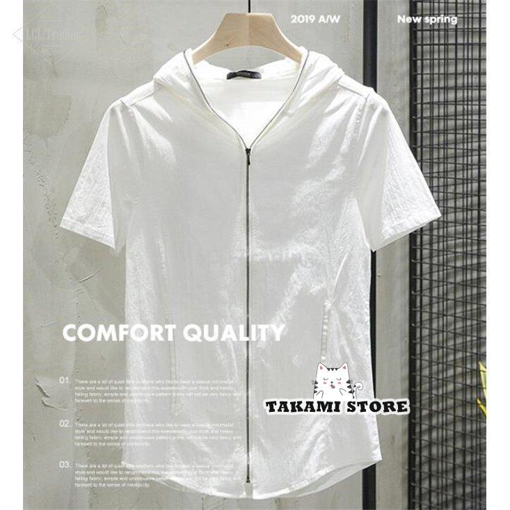 Tシャツ メンズ 半袖 ファスナー 夏 サマーパーカー カットソー 紳士 トップス カジュアル メンズファッション