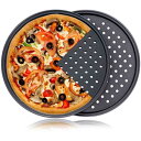 ピザプレート ピザ焼きトレー グリルパン グリル 焦げ付き防止 浅底 丸型 ピザパン 箱入り 耐熱皿 お手入れ簡単 穴開け グリルパン オーブンベーキングトレイ パ