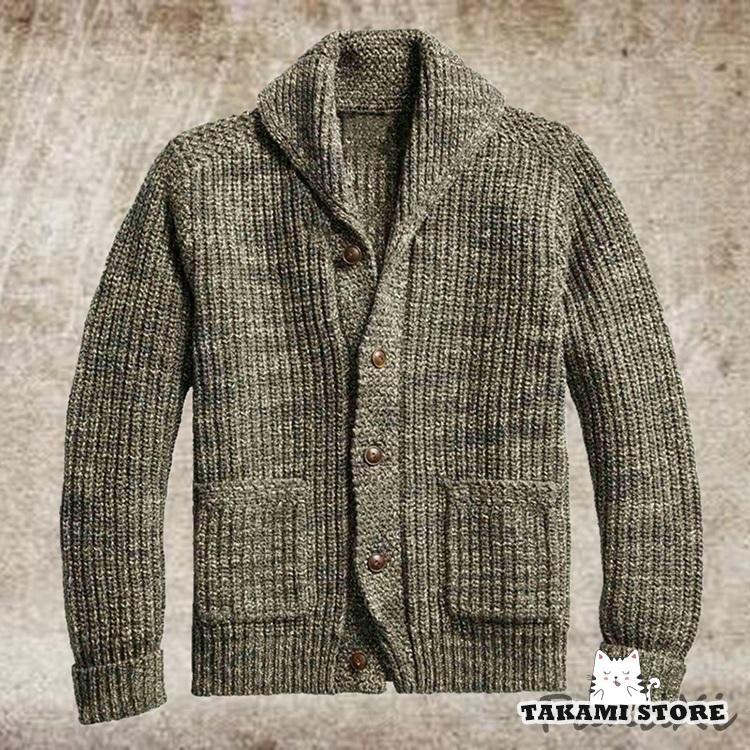 カーディガン メンズ 長袖 ニットジャケット 無地 ローゲージ 秋服 セーター 冬服 保温 ジャケット ポ..