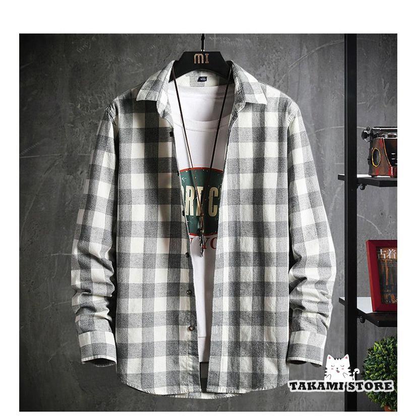 長袖 シャツ メンズ ボタンダウンシャツ カジュアルシャツ チェックシャツ 開襟シャツ スリム トップス 春服 ゆったり 大きいサイズ 20代30代40代50代