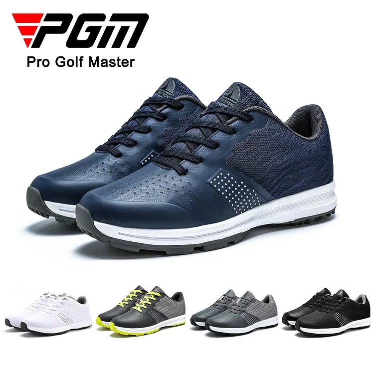 PGM プロ ゴルフシューズ メンズ スパイクレス スニーカー 黒 白 ネイビー グレー 大きいサイズ 28.5cm 3E 幅広 スパイクレス フィット感 シューズ ゴルフ 軽量(4)