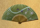 京扇子 純国産 紙扇子 漉き地両面絵 扇子 楓 貼箱付き 松寿庵 [ 扇子 鳥の子紙 鳥の子和紙 京都東山 手描き 和柄 植物柄 かえで カエデ 深緑 グリーン...