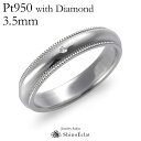 結婚指輪 プラチナ Pt950(鍛造) ミルグレイン ダイヤモンド・マリッジリング 3.5mm 鍛造 ミル打ち 刻印無料 platinum ウェディング バンド...