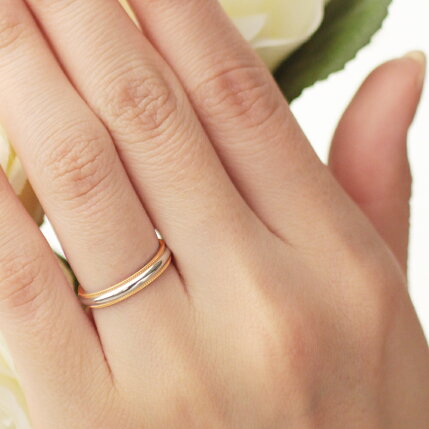 楽天市場 結婚指輪 Pt950 K18rg ミルグレイン コンビネーションマリッジリング 3mm 鍛造 ミル打ち 刻印無料 Platinum Pink Gold ウェディング バンドリング 指輪 Ring シンプル 単品 送料無料 ジュエリーサロン シノエクラ