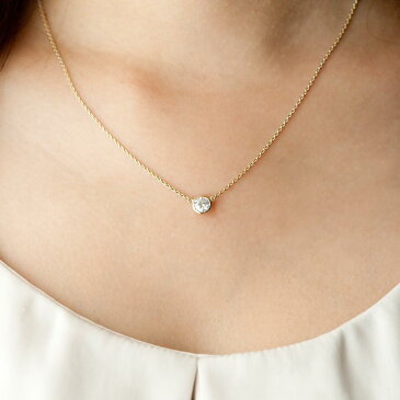 K18 ダイヤモンド ネックレス 一粒 Bezel（ベゼル） 0.5ct D VS1 3EX（トリプルエクセレント） H&C 鑑定書 excellent 0.5カラット diamond necklace gold ladies レディース 18k 18金 一粒ダイヤ