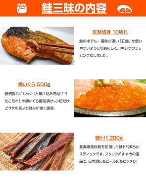 送料無料 鮭三昧 セット | 紅鮭切身 鮭トバ 鱒いくら お取り寄せグルメ お取り寄せギフト 贈答品 返礼品 贈答品グルメ 返礼品グルメ 帰省 挨拶 紅鮭 詰め合わせ 詰め合わせセット 母の日 父の日 ギフト プレゼント いくら トバ 鮭 切身 鮭とば