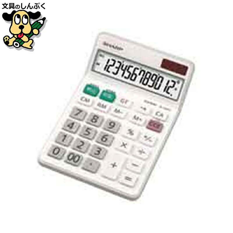 見やすい表示角度に調整できるチルト表示。●外寸（幅）[mm]：110●外寸（奥）[mm]：170●外寸（高）[mm]：12.5●質量[g]：約147●桁数[桁]：12●付属品：CR2032×1（内蔵電池）、取扱説明書●保証期間[年間]：1●表示数字高[mm]：16.2●表示カバー（アクリル）：○●早打ち対応：○●計算状態表示：○●税計算機能：○●チルト表示／傾斜表示：チルト表示●電源：太陽電池＋内蔵電池（CR2032×1）