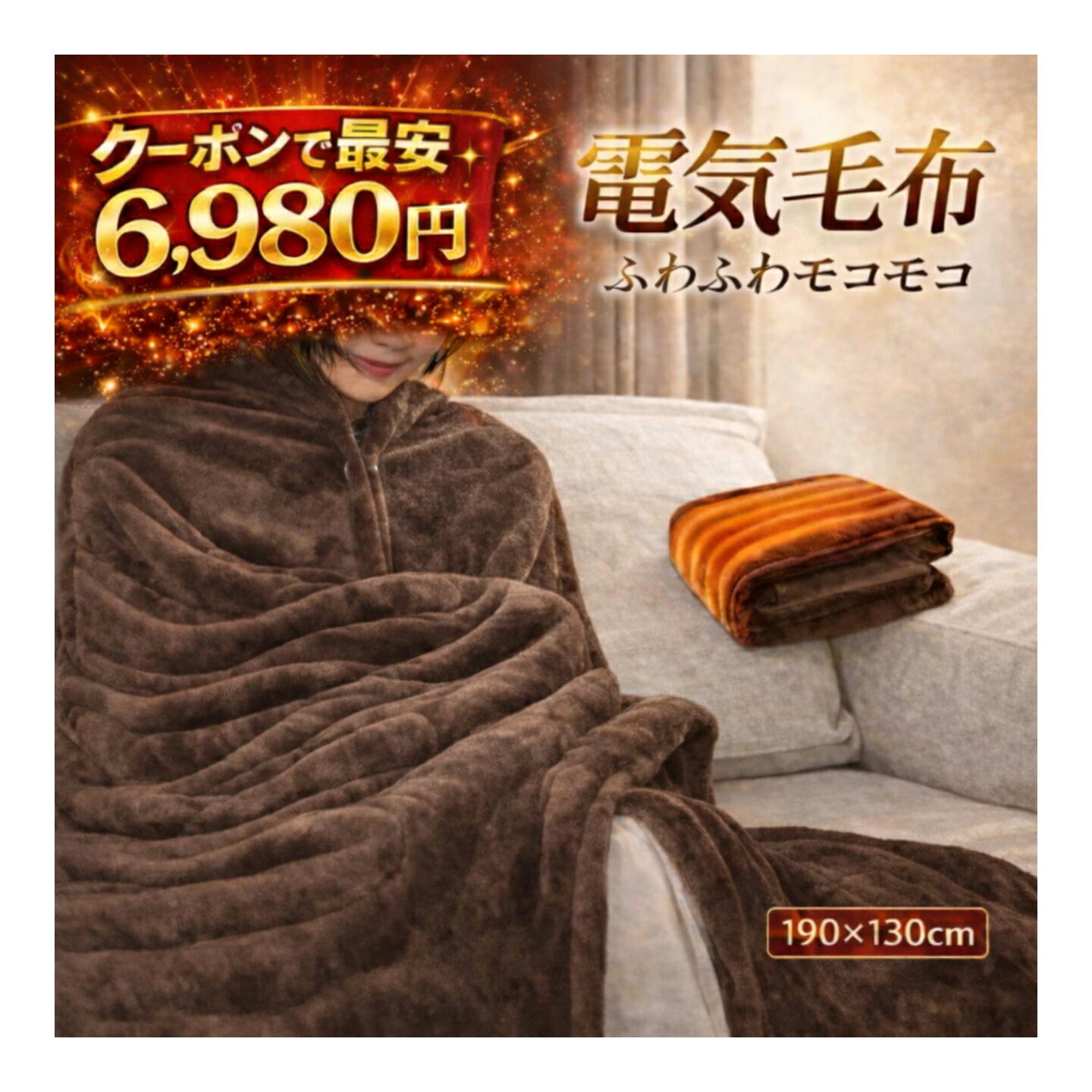 [クーポン利用で6,980円〜]電気毛布 掛け敷き 丸洗 190*130cm PSE認証済み 寒さ対策 温度調節 電気ブランケット 即暖 保温 ダニ退治 過熱保護 自動電源オフ 省エネ エコ 抗菌防臭 ふわふわ毛布 大判サイズ 付き 肩掛け 膝掛け 速暖 保険付き 洗濯ネット付き