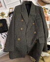 グレージャケット レディース パーティー 通勤 ビジネス ロングスリーブ レディース ジャケット レディーススーツ 単品 ダブルブレスト 無地 高級感 上品 キレイめ 送料無料 裏地ダックダウン あったか ウール 新着 七五三 お呼ばれ 20代 30代 40代(4)