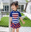 ブルー 縞柄 子供水着 おしゃれ 可愛い セパレート 2点セット 上下セット 水泳 水陸両用 送料無料 トップス+スカート 夏 ファスナー 新着 海旅行 リゾート 海辺 砂浜 温泉 海水浴 海の日 保守 日焼け防止 キッズ 女の子 M L XL(4)