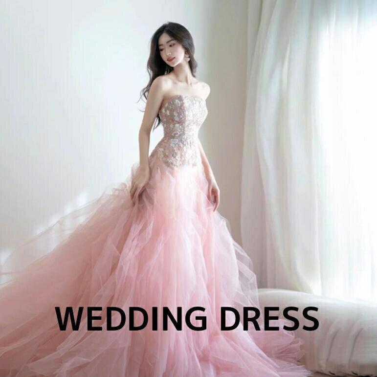 レディースドレス 結婚式パーティードレス 成人式 ピンク ウェディングドレス イブニングドレス 着痩せ aライン チュールスカート ロングドレス スウィート オフショルダー 司会 礼服 舞台 演出 音楽会 編み上げ 20代30代40代 XS S M L XL XXL XXXL
