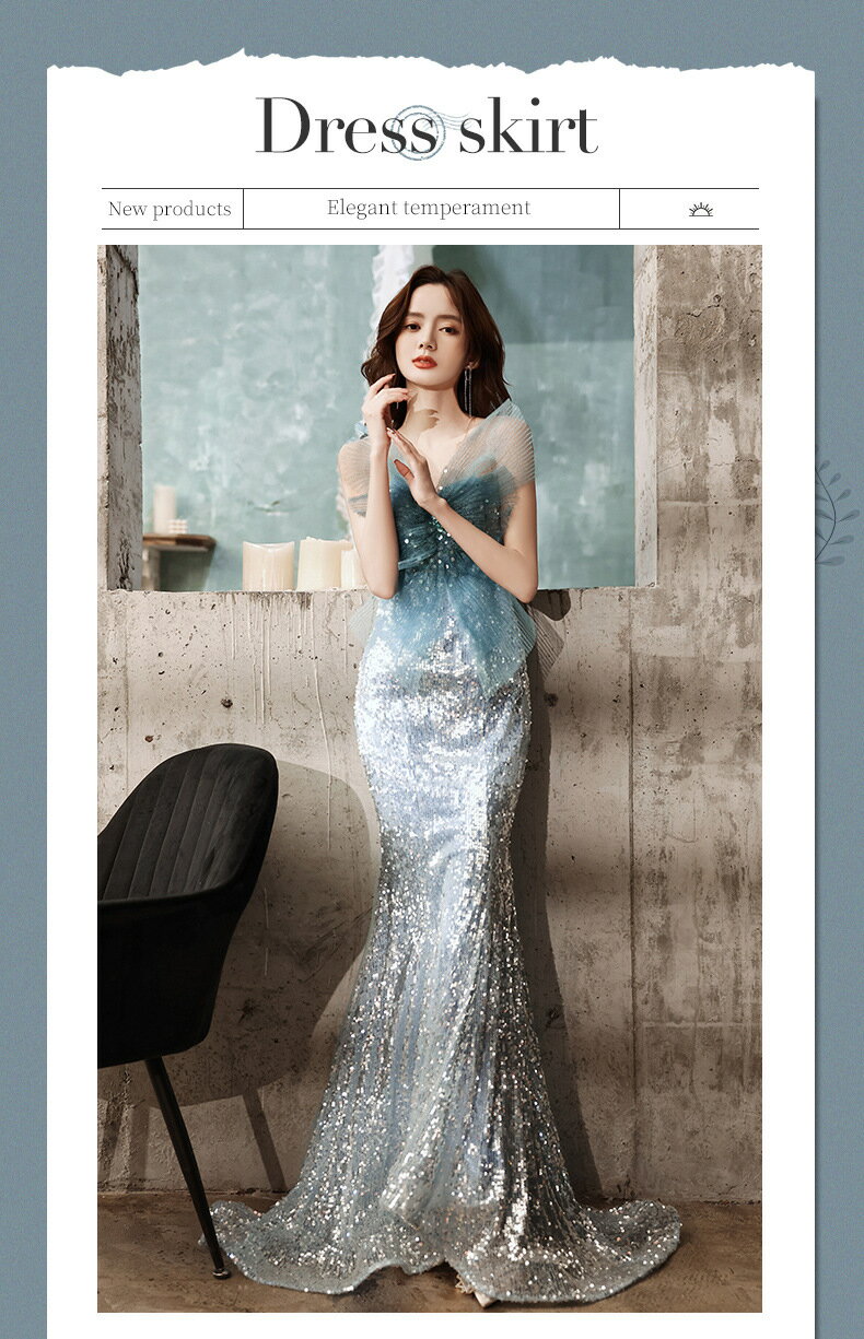 高級感 エレガント フィッシュテール レディースドレス パーティードレス ウエディングドレス 上品 きれいめ おしゃれ ブルー 着痩せ フィッシュテール ロングドレス ノースリーブ チューブトップ オフショルダー リボン ファスナー 20代30代40代 XS~3XL