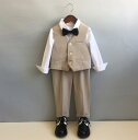 【5点セット】子供スーツ 男の子 スーツセット 上下セット キッズスーツ 2色 グレー カーキ ジャケット パンツ シャツ ベスト 蝶ネクタイ ダブルブレスト エレガント 新年 お祝い 長袖 ギフト フォーマル 七五三 小学校 入学 卒園式 演奏会 演出 結婚式 カジュアル 80~150