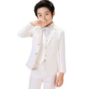 高品質 子供スーツ 男の子 キッズ スーツセット 5点セット ジャケット ベスト パンツ シャツ 蝶ネクタイ ホワイト 無地 送料無料 かっこいい おしゃれ 舞...