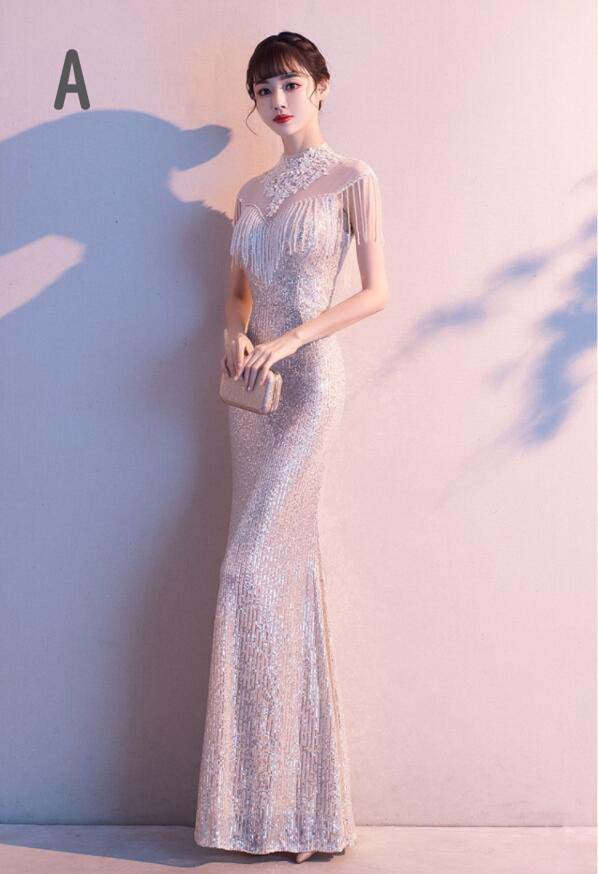 パーティードレス おしゃれ マーメイドドレス 花嫁の介添え ウェディングドレス エレガント 高品質 司会 成人式 花柄 刺繍 ロング丈 お姫様ドレス 花嫁 宴会 スレンダー 披露宴 マキシ丈 結婚式 タイトワンピース 発表会 同窓会 袖なし スパンコール イブニングドレス 女子会