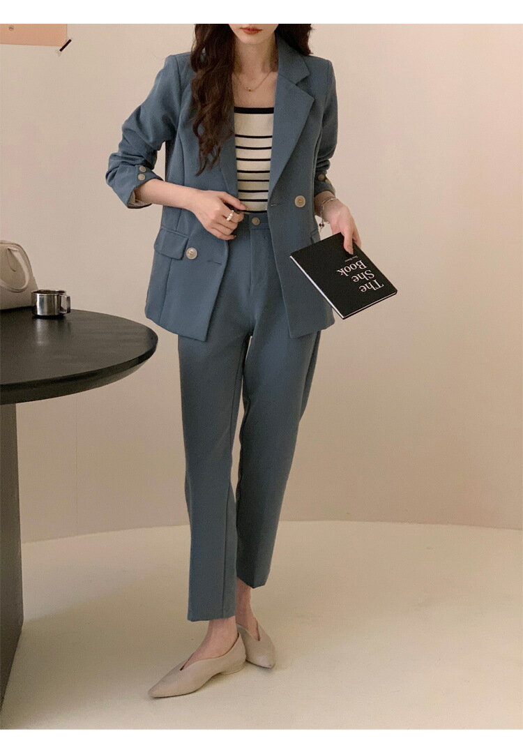 送料無料 新着 ハイウエスト 韓国風 秋春 ロング丈コート+パンツ 2点セット レディース 品質良い エレガント 着痩せ パーティー 二次会 女子会 フォマール...