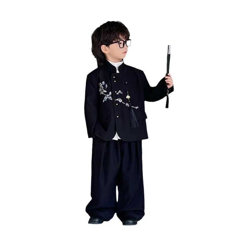 送料無料 キッズスーツ 長袖ジャケット 長袖シャツ パンツ セットアップ 3点セット カジュアルスーツ風..