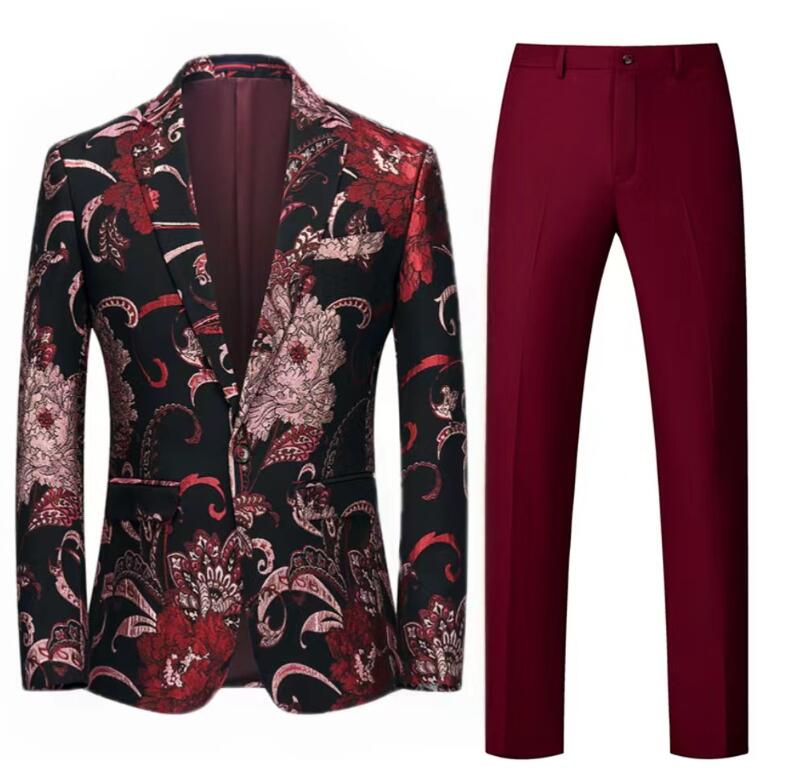 送料無料 ステージ衣装 メンズ ジャケット+パンツ 2点セット タキシード カラオケ 新作 男性用 演出服 王子様 貴公子 大人 演奏会 舞台衣装 演劇オペラ声楽 貴族服装 コスプレ衣装 クリスマス仮装 ハロウィン衣装 ホワイト ブラック ネイビー ピンク レッド M~6XL