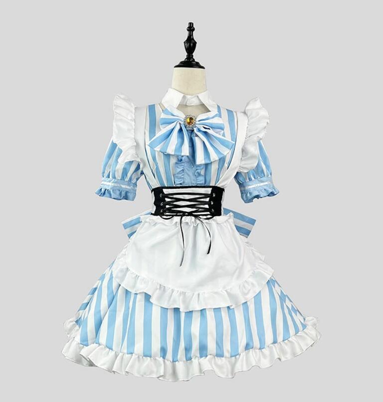 乐天商城 - 送料無料 ハロウィン コスプレ レディース メイド 仮装 衣装 ストライプ 半袖 女性 可愛い ハロウィンコスプレ ワンピース レディース 大人 ハロウィン仮装 コスプレ衣装 正統派メイド こすぷれ コス 男ウケ セクシー 大きいサイズ ゴスロリ エプロンドレス ハロウィン衣装