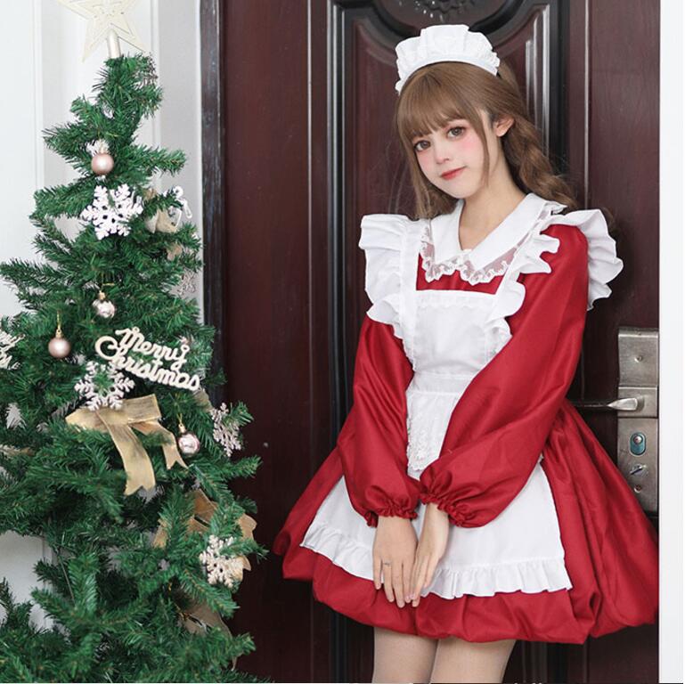 乐天商城 - 送料無料 ハロウィン コスプレ レディース サンタ コスチューム メイド 仮装 衣装 長袖 ワンピース 女性 サンタクロース 衣装 ワンピース レディース 大人 クリスマス仮装 コスプレ衣装 正統派メイド こすぷれ コス 男ウケ セクシー 大きいサイズ ゴスロリ エプロンドレス