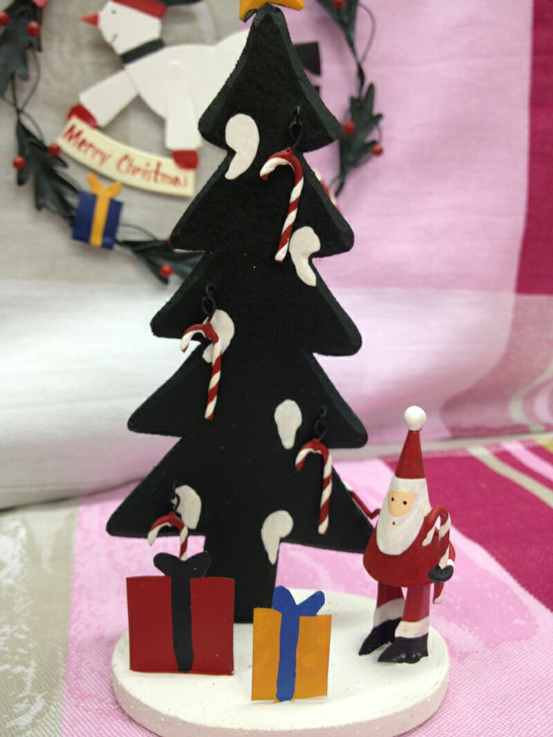 ティン デスク ONT サンタとギフトツリー/クリスマスディスプレイ/飾りつけ/クリスマスパーティー/クリスマスアイテム