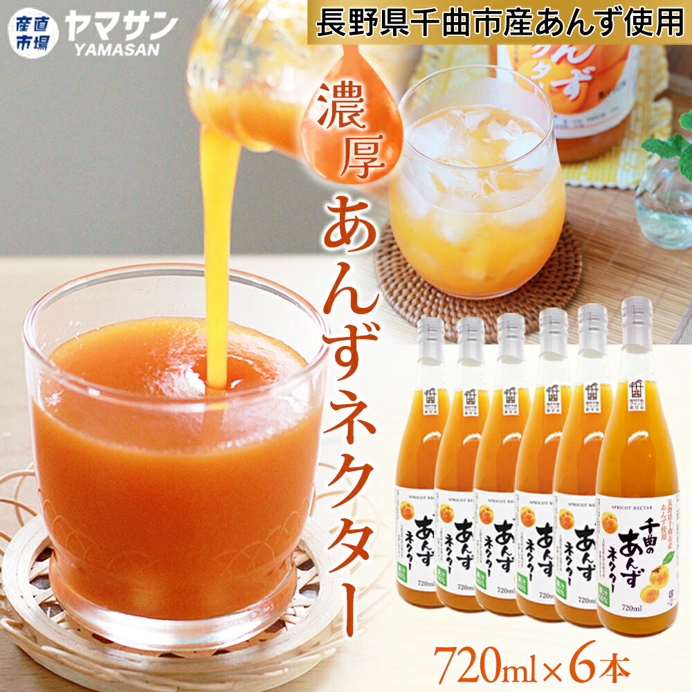 千曲のあんずネクター6本セット あんずジュース 長野県千曲市産あんず 国産あんず 720ml 【送料無料】無香料 無着色 ギフト 贈り物 プレゼント アプリコッ...