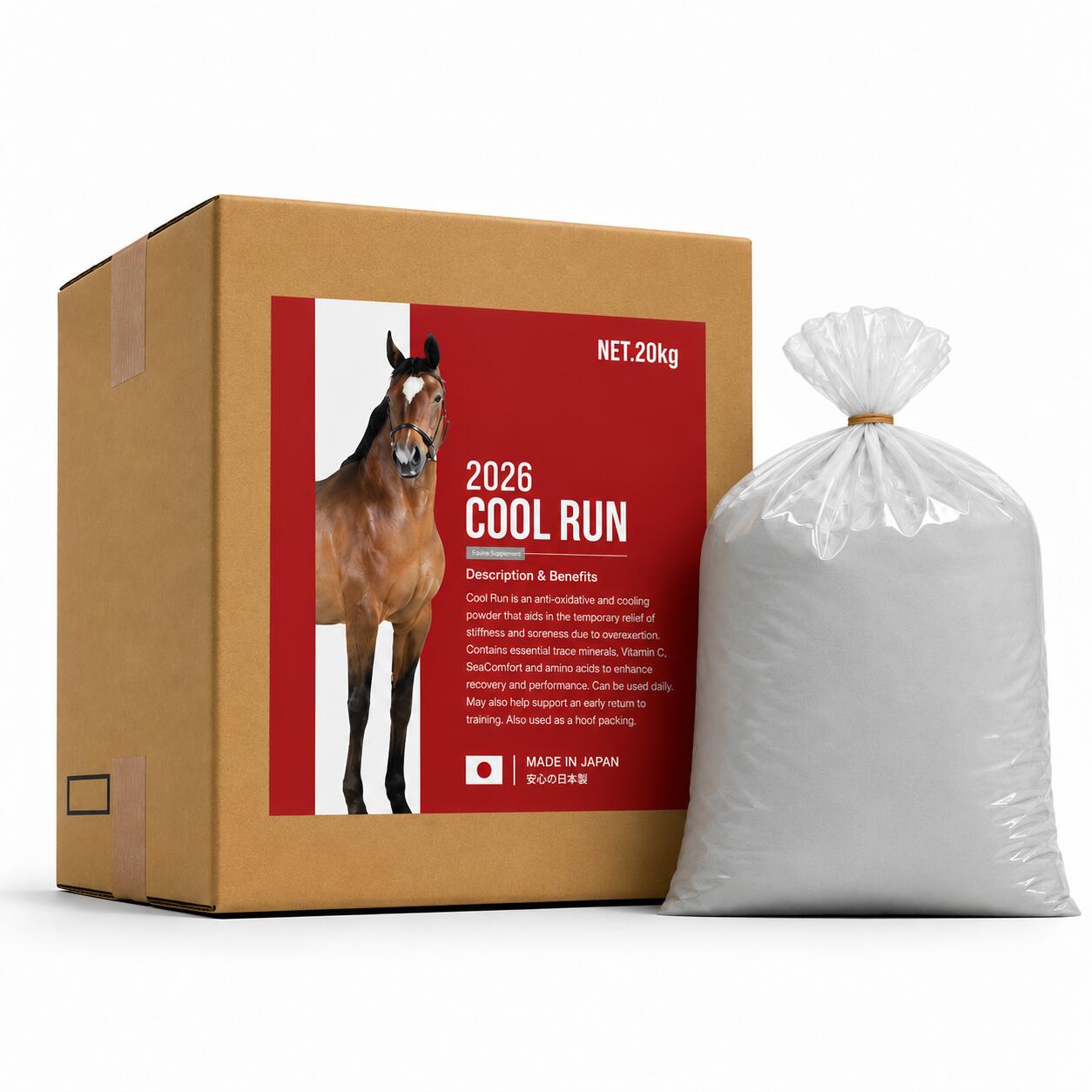 【 20kg ( 詰替え用 ) 】CRH COOL RUN / クールラン / モンタナ / 馬用粘土湿布 / 馬用湿布 / 詰替タイプ / モンモリトナイト / ミネラルクレイ / アルニカオイル/ メントール / ショウガ根茎エキス / ユーカリの香り / 肢部 / 関節 / 安心の国内産 / MONTANA