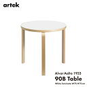 【ポストカードプレゼント】artek アルテック TABLE 90B ホワイトラミネート バーチ 75x72cm 丸 テーブル Lレッグ アルヴァ・アアルト フ...