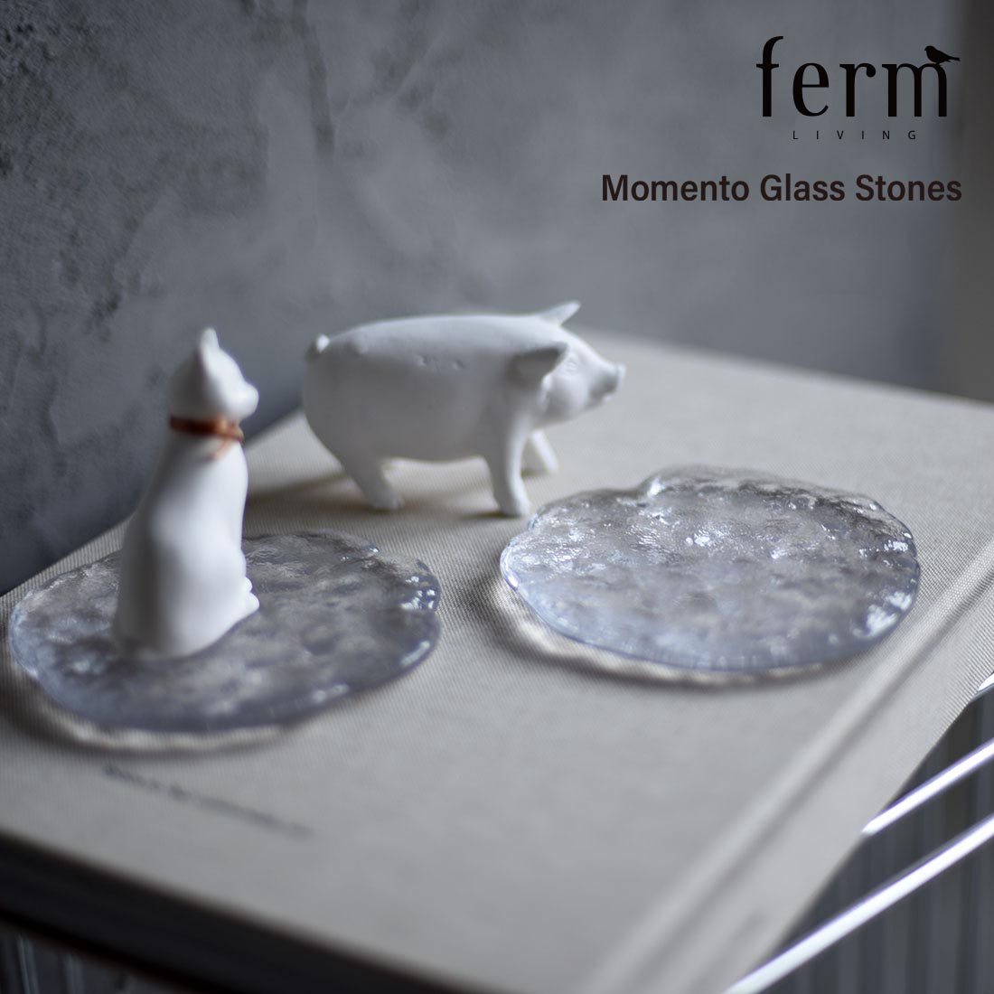 ferm LIVING ファームリビング Momento Glass Stone モメントグラスストーン 2個セット アクセサリートレー　ガラスプレート