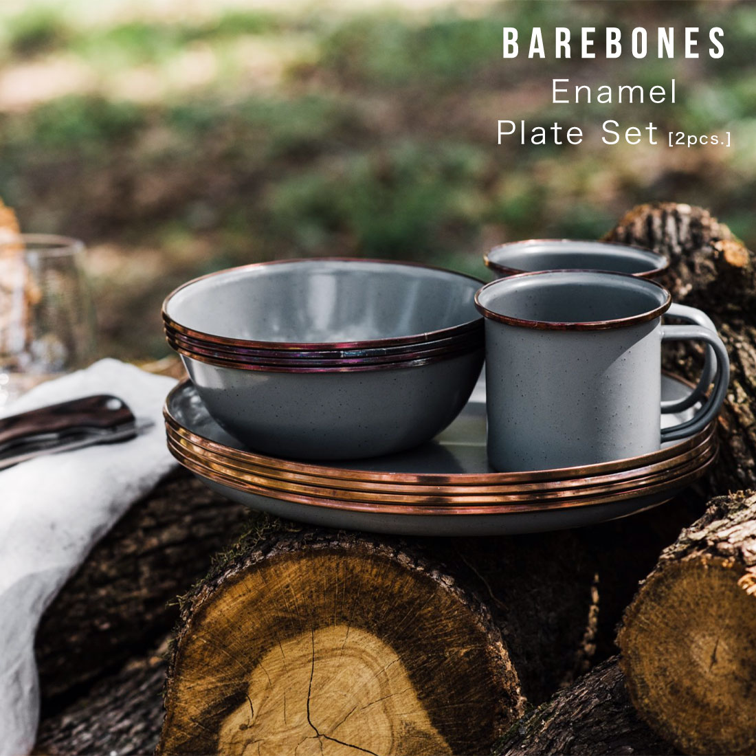 BarebonesLiving ベアボーンズリビング エナメルプレート2個セット Enamel Plate intage Tableware 琺瑯 皿 ホーロー エナメル
