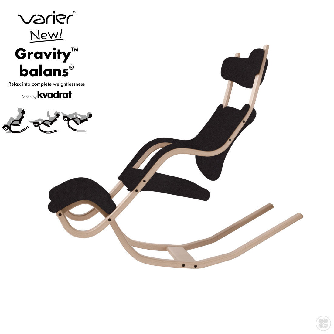 Varier/New Gravity Balans Chair Kvadrat社のReviveを使用してリニューアルしました。 4つのことなるスタイルで座ることのできるGravity（グラビティ）は今までのどのチェアにも なかった無重力＝Zero Gravity の感覚を得られる唯一のリクライニングチェアです。 わずかな体重移動により4つのどのスタイルにも簡単に動かせ、最も深く傾斜させると、脚と頭部が 心臓よりも高い位置にまで上がります。 このスタイルが心臓に血液を戻すサポートとなり全身の血流がよくなることで、心身ともに 深い休息を得られます。 人は動いているのが自然な状態であり長時間静止することはできません。 多様な座り方ができるグラビティは従来のリクライニングチェアでは得る事のできなかった 究極のリラックスを体感することができるでしょう。 サイズ 高さ：1220mm×幅：730mmx奥行き：1350mm / 約13.5kg / シート高さ：440mm 耐荷重 110kg 布地 リサイクルポリエステル100％ 備考 お客様組み立て品。 イメージ写真について イメージ写真には、該当商品以外の撮影小物なども写っておりますが、それらの小物は商品には含まれておりません。お間違いのないよう、ご注意くださいませ。 手工品の場合 商品がハンドメイドの場合、個体差が生じる場合がございますが、いずれも良品です。色や形、2つとないハンドメイドの良さをお楽しみください。