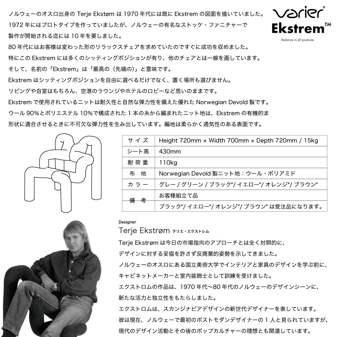 Varier ヴァリエール Ekstrem Chair Terje Ekstrom ヴァリエール エクストレム チ...