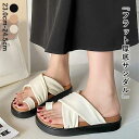 【7/13限定!1点でも全品半額!】 【1590円!クーポンで!】 厚底 サンダル レディース 夏 黒 白 おしゃれ 歩きやすい 外履き 大きいサイズ クロス ...
