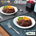 「送料無料&2枚組」ランチョンマット PUレザー 43×30cm プレイスマット レザー調 フェイクレザー 合皮 撥水 水をはじく 汚れにくい おしゃれ シンプル 無地 プレースマット テーブルウェア 男女兼用 新生活